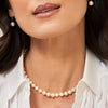 Woman wearing 7.0-7.5mm White Freshwater Pearl Necklace