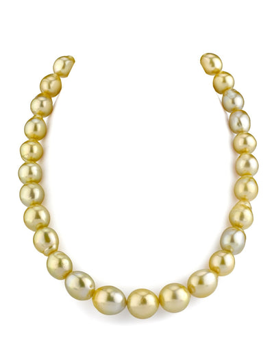 11-14mm Drop-Shape Golden South Sea Pearl Necklace - AAA Quality