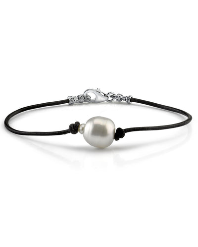 11mm South Sea Baroque Pearl Leather Bracelet
