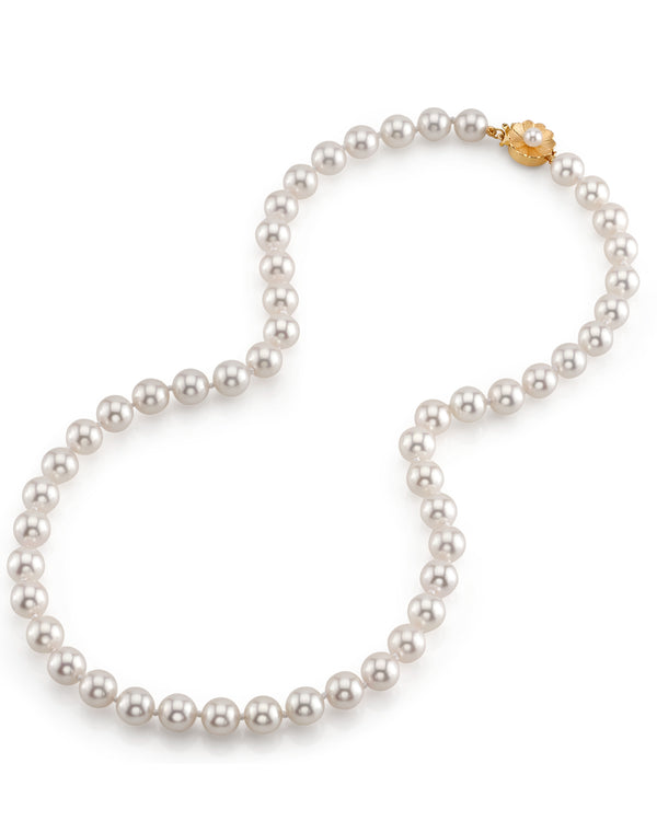 Akoya Cultured Pearl Double Strand Necklace with Diamond Clasp