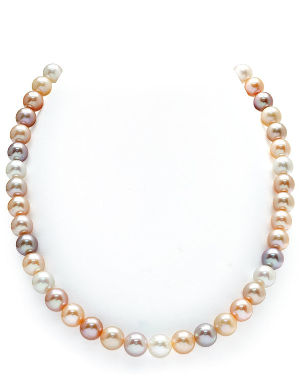 White Japanese Akoya Pearl Necklace, 7.0-7.5mm - AAA Quality 51 Rope Length / Ball Clasp - 14kt White Gold