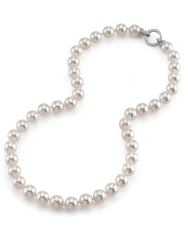 White Freshwater: 9.5-10.0mm - AAA 51 Rope Length / Ball Clasp 14K White Gold