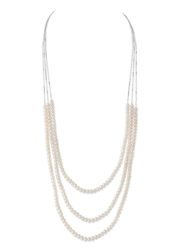 14K Gold Triple Freshwater Pearl and Chain Addie Necklace - Pure