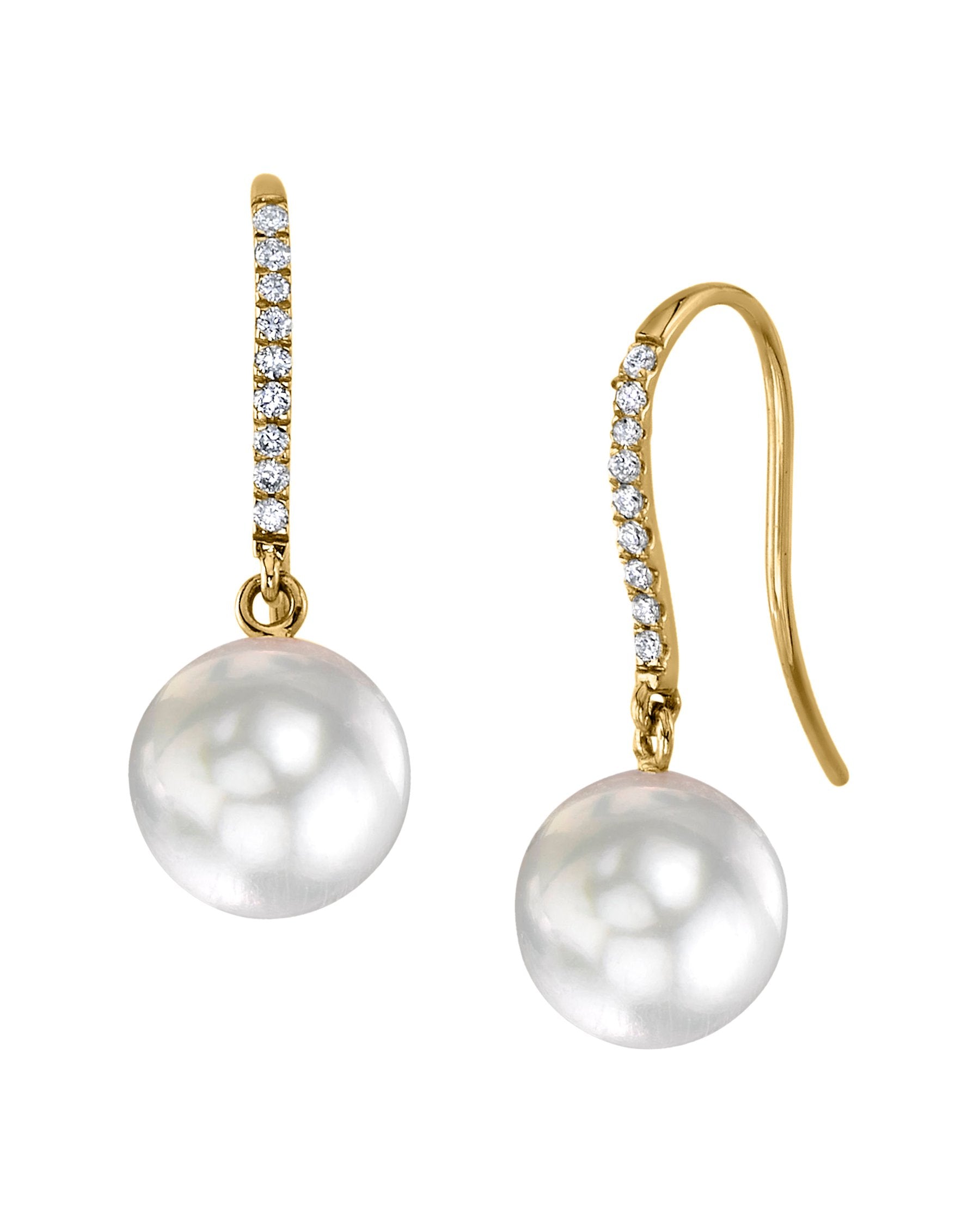 White South Sea Pearl & Diamond Margot Earrings - Model Image