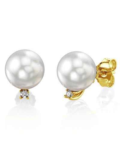 White South Sea Pearl & Diamond Sasha Earrings - Model Image