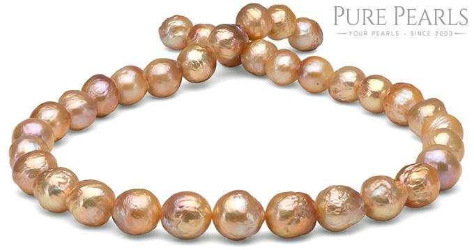 Kasumi-Style Metallic Golden And Pink Freshwater Pearl Necklaces On Sale!