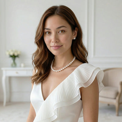 White Japanese Akoya Pearl Necklace, 10.0-10.5mm - AAA Quality