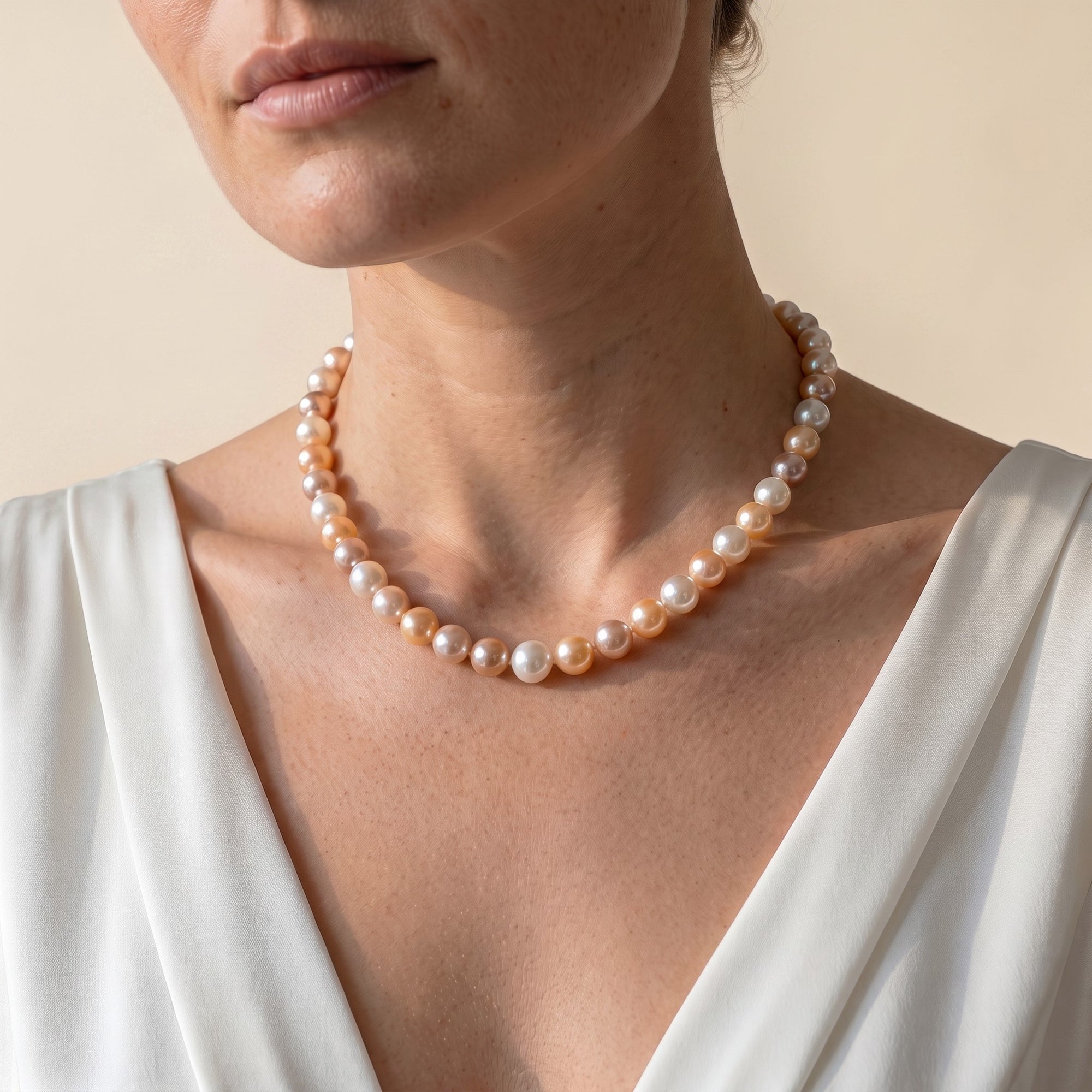 9.5-10.5mm Multicolor Freshwater Pearl Necklace - AAA Quality