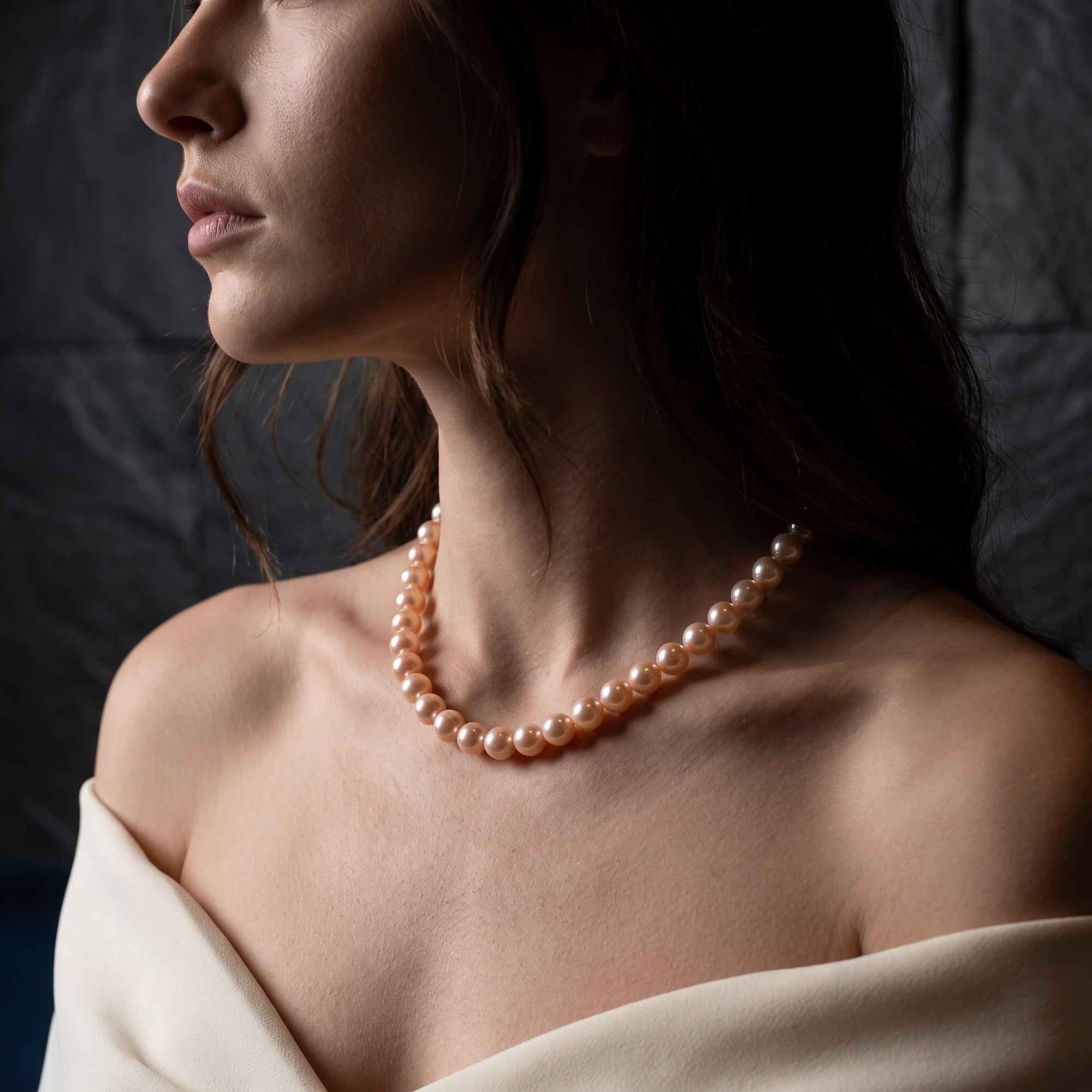 9.5-10.5mm Peach Freshwater Pearl Necklace - AAAA Quality
