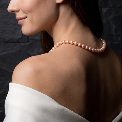 9.5-10.5mm Peach Freshwater Pearl Necklace - AAAA Quality