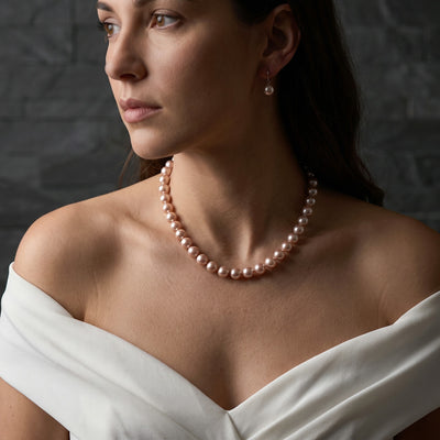 9.5-10.5mm Pink Freshwater Pearl Necklace - AAA Quality