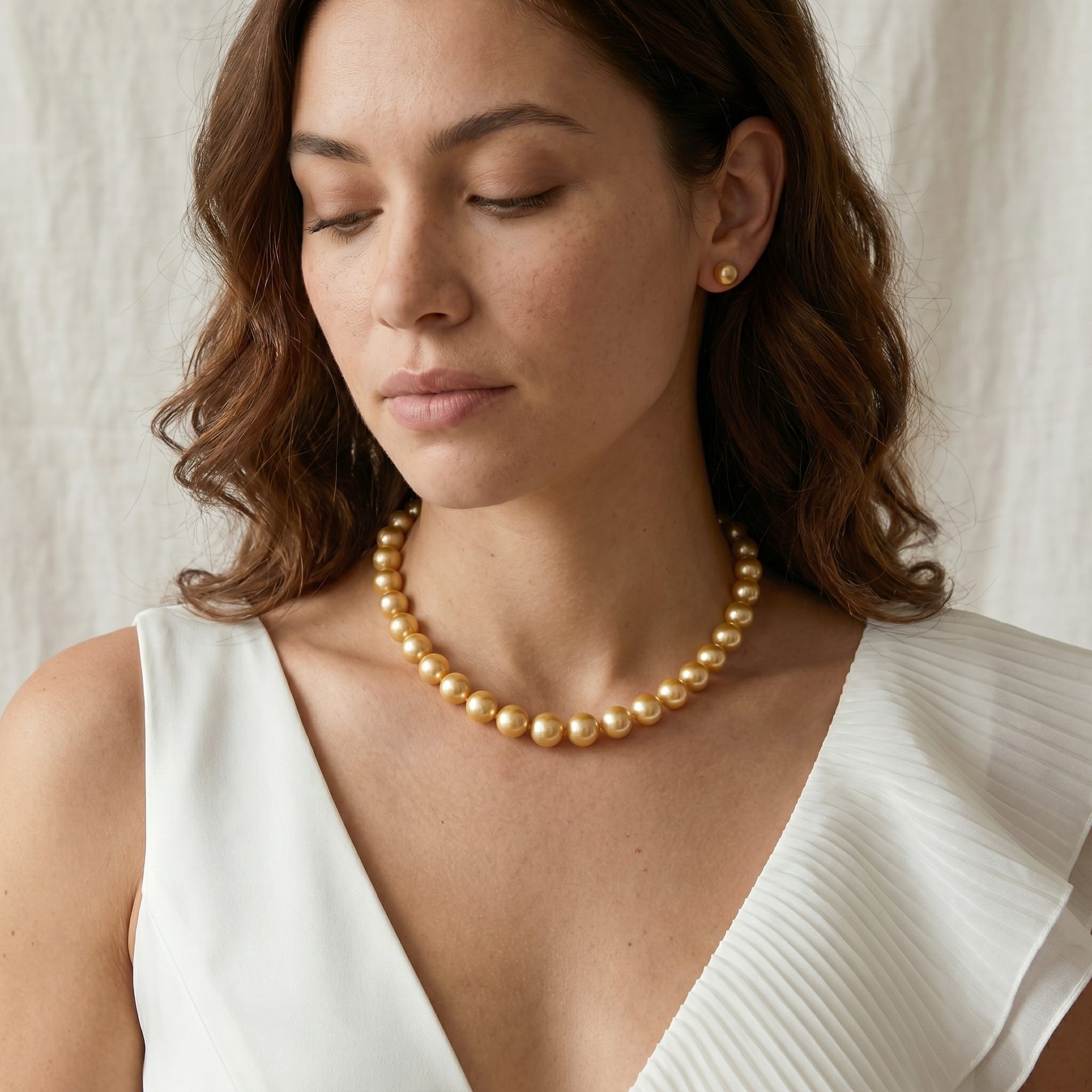 Golden South Sea Pearl Necklace, 10.0-12.0mm - AAAA Quality