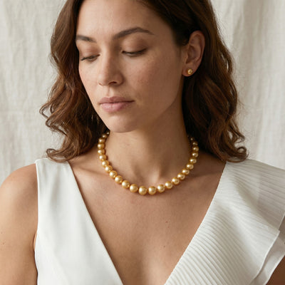 Golden South Sea Pearl Necklace, 10.0-12.0mm - AAAA Quality