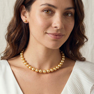 Golden South Sea Pearl Necklace, 10.0-12.0mm - AAAA Quality