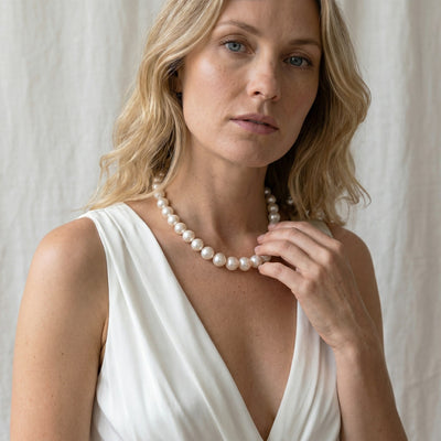 White South Sea Round Pearl Necklace, 10.0-11.9mm - AAA Quality