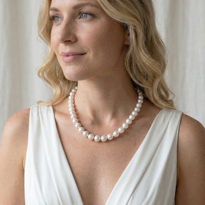 White South Sea Round Pearl Necklace, 10.0-11.9mm - AAA Quality