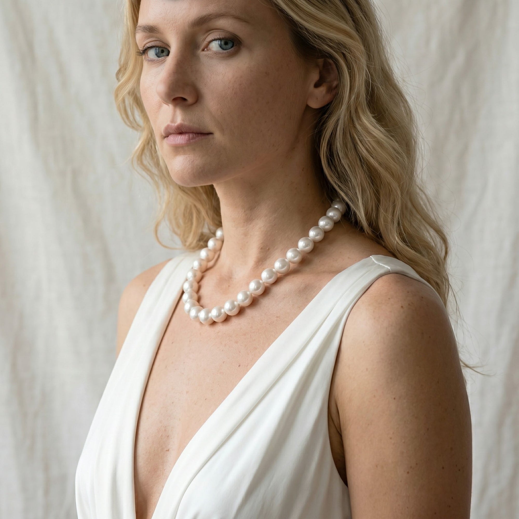 White South Sea Round Pearl Necklace, 10.0-11.9mm - AAA Quality