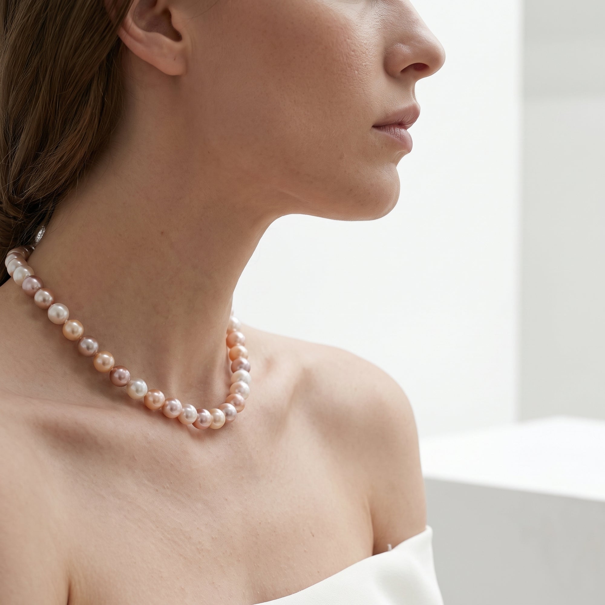 10.5-11.5mm Freshwater Multicolor Pearl Necklace - AAA Quality