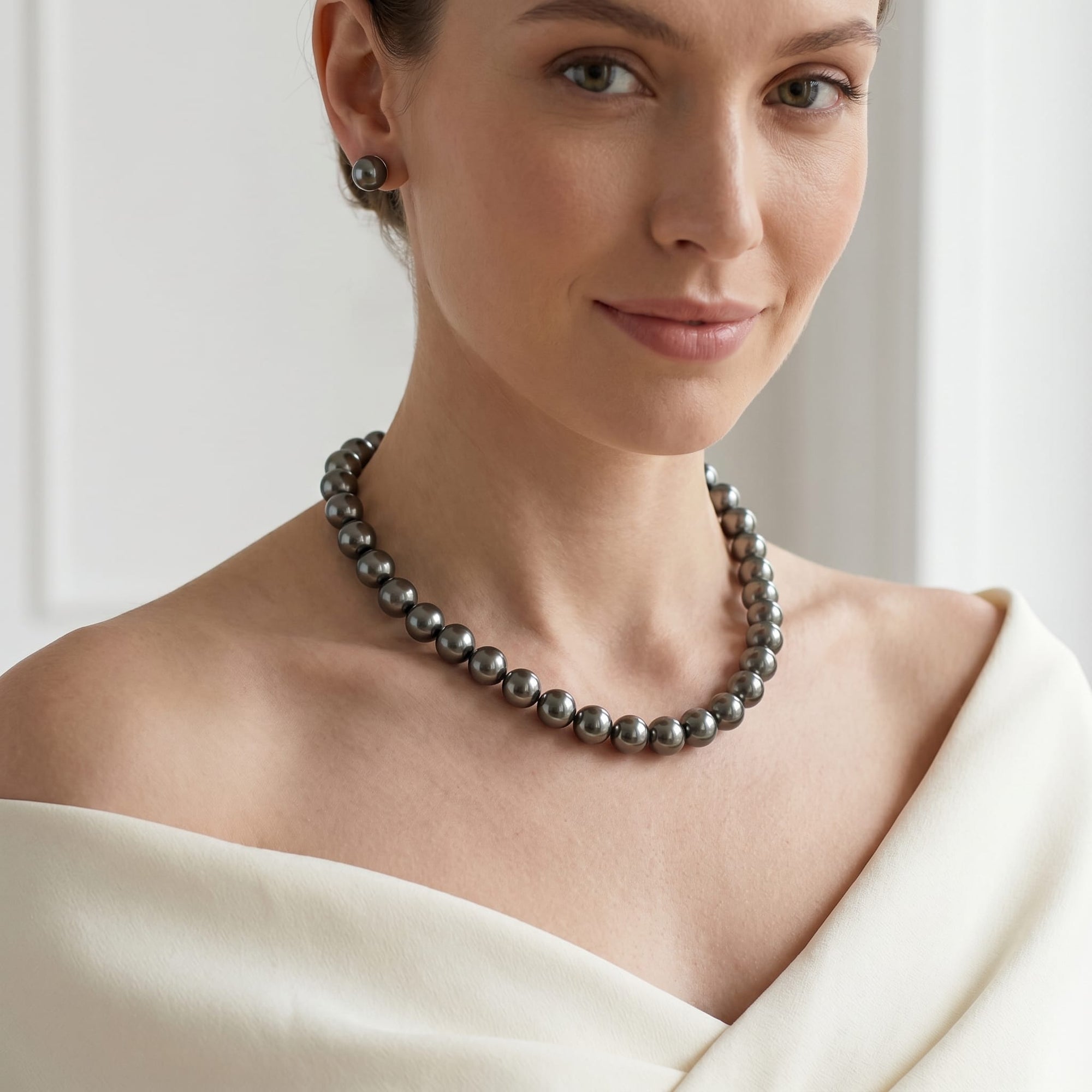 11-13mm Silver Tahitian South Sea Pearl Necklace - AAAA Quality