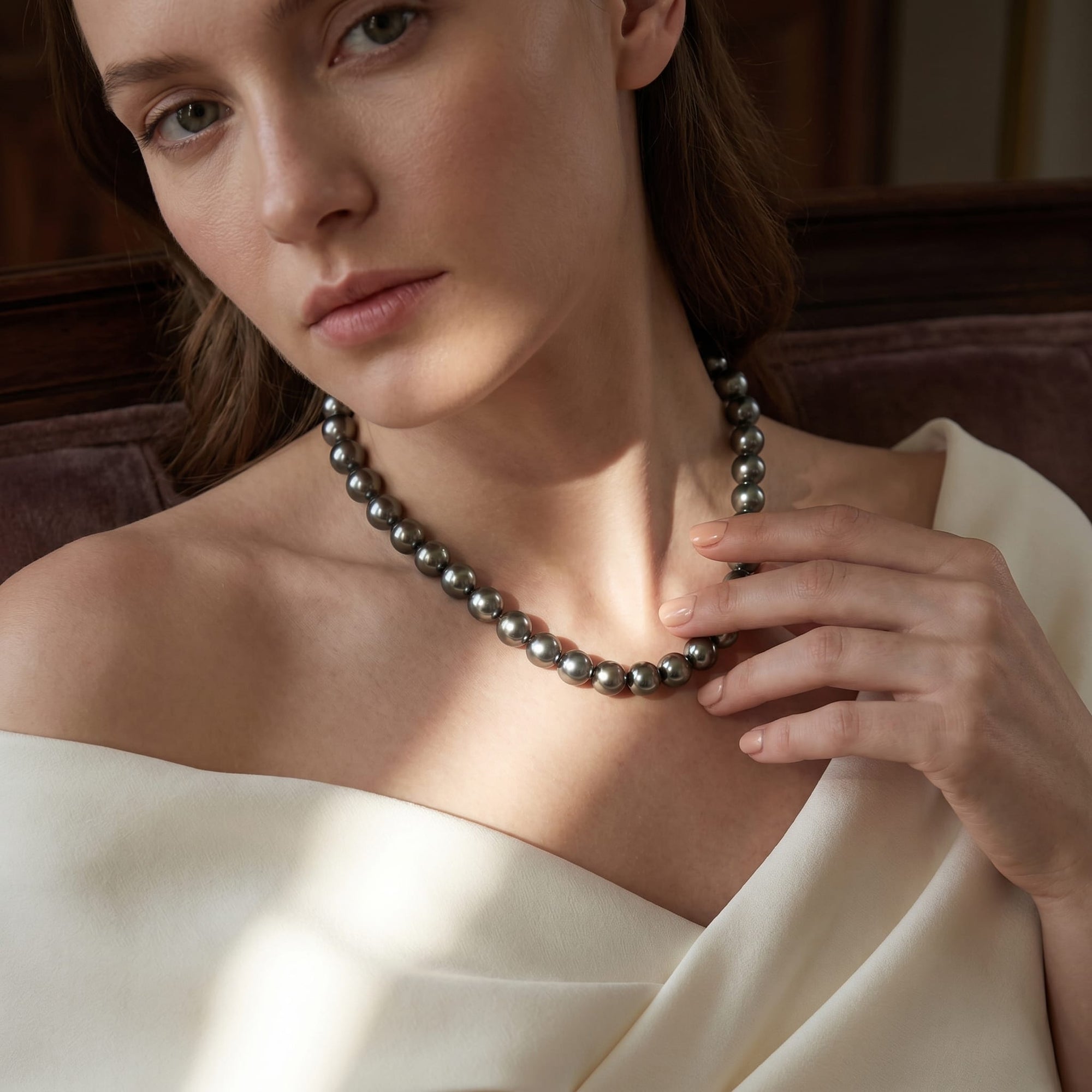 11-13mm Silver Tahitian South Sea Pearl Necklace - AAAA Quality