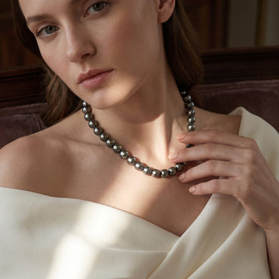 11-13mm Silver Tahitian South Sea Pearl Necklace - AAAA Quality