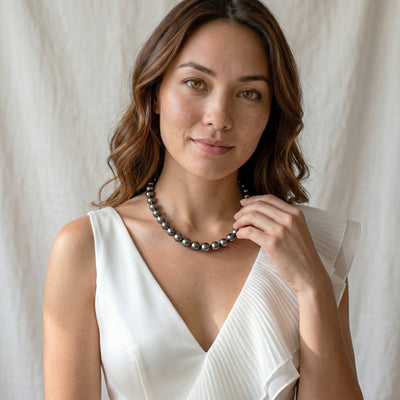 True Round Tahitian Pearl Necklace, 11.0-13.0mm - AAA Quality