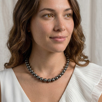 True Round Tahitian Pearl Necklace, 11.0-13.0mm - AAA Quality