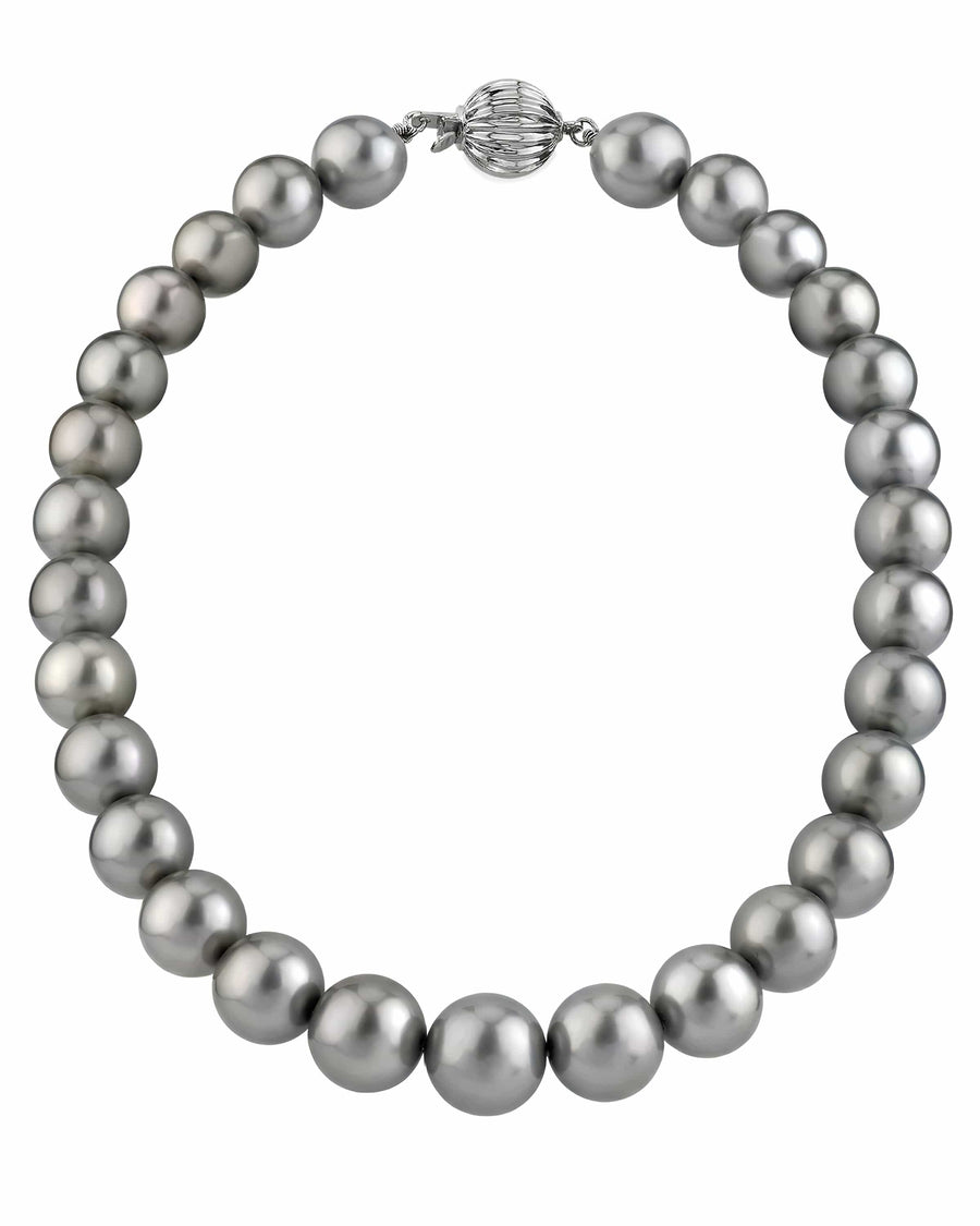 11-13mm Silver Tahitian South Sea Pearl Necklace - AAAA Quality