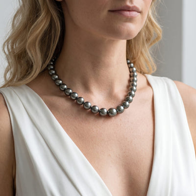 Tahitian True Round Pearl Necklace, 11.0-14.0mm - AAAA Quality