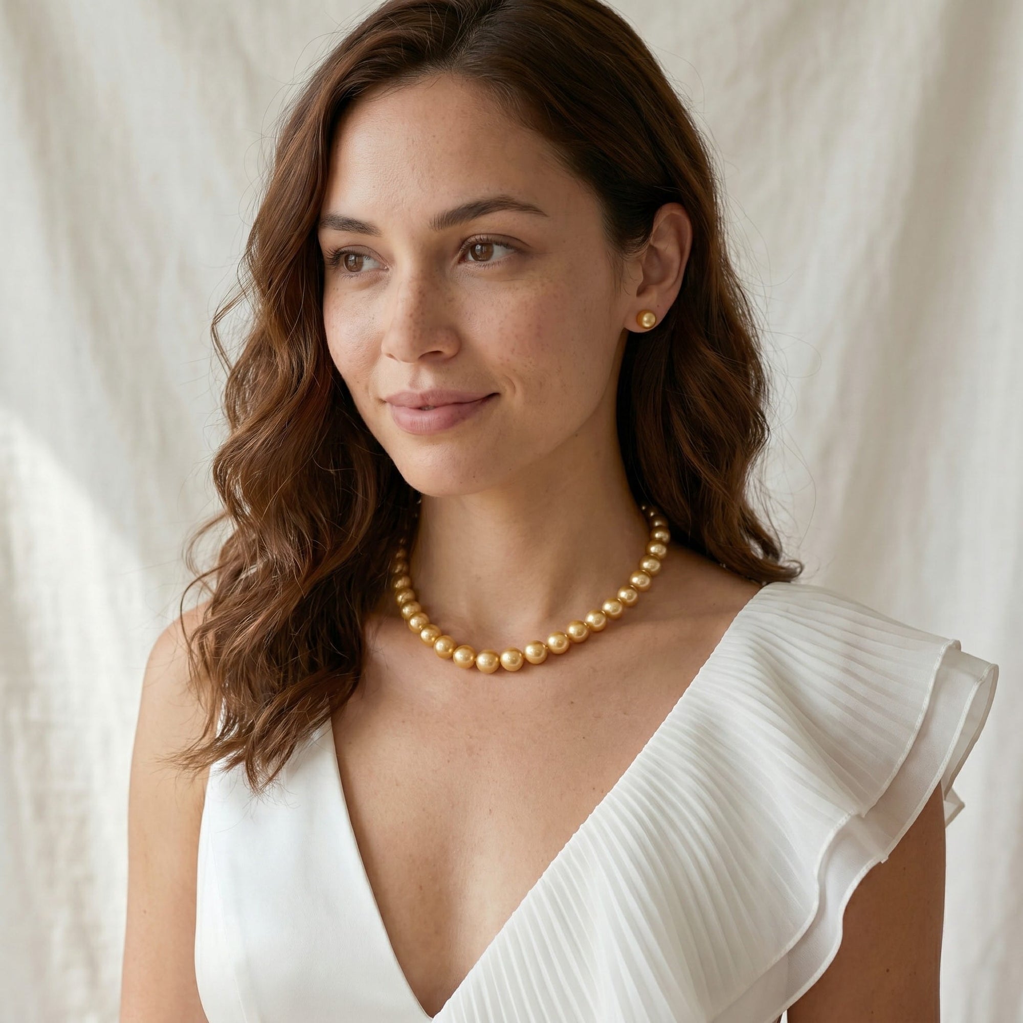 Golden South Sea Pearl Necklace, 12.0-14.0mm - AAA Quality
