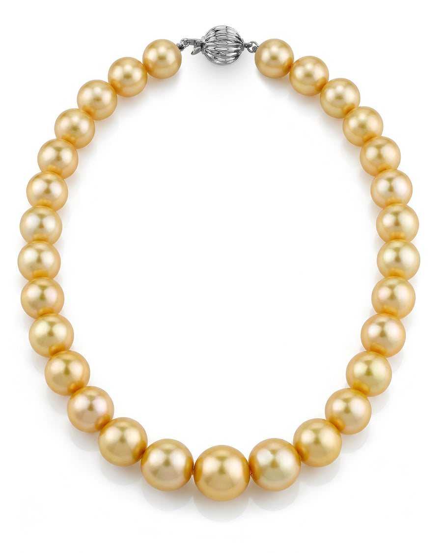 Golden South Sea True Round Pearl Necklace, 12.0-14.0mm - AAAA Quality