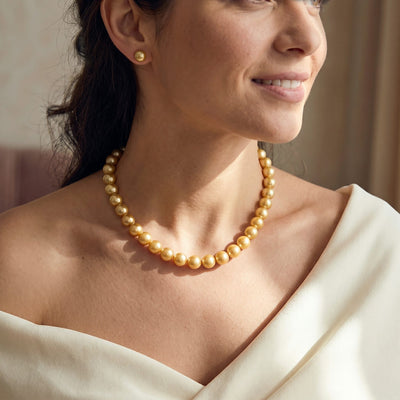 Golden South Sea Pearl Necklace, 12.0-15.0mm - AAA Quality
