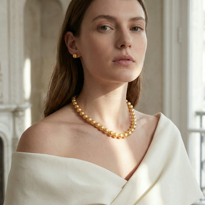 Golden South Sea Pearl Necklace, 12.0-15.0mm - AAA Quality