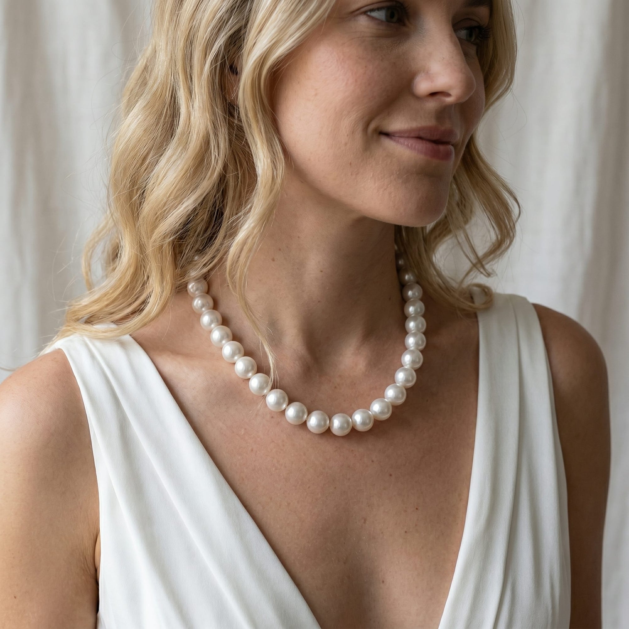 White South Sea Pearl Necklace, 12.0-15.0mm