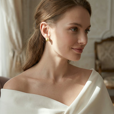 Golden South Sea Pearl Stud Earrings, 12.0-13.0mm