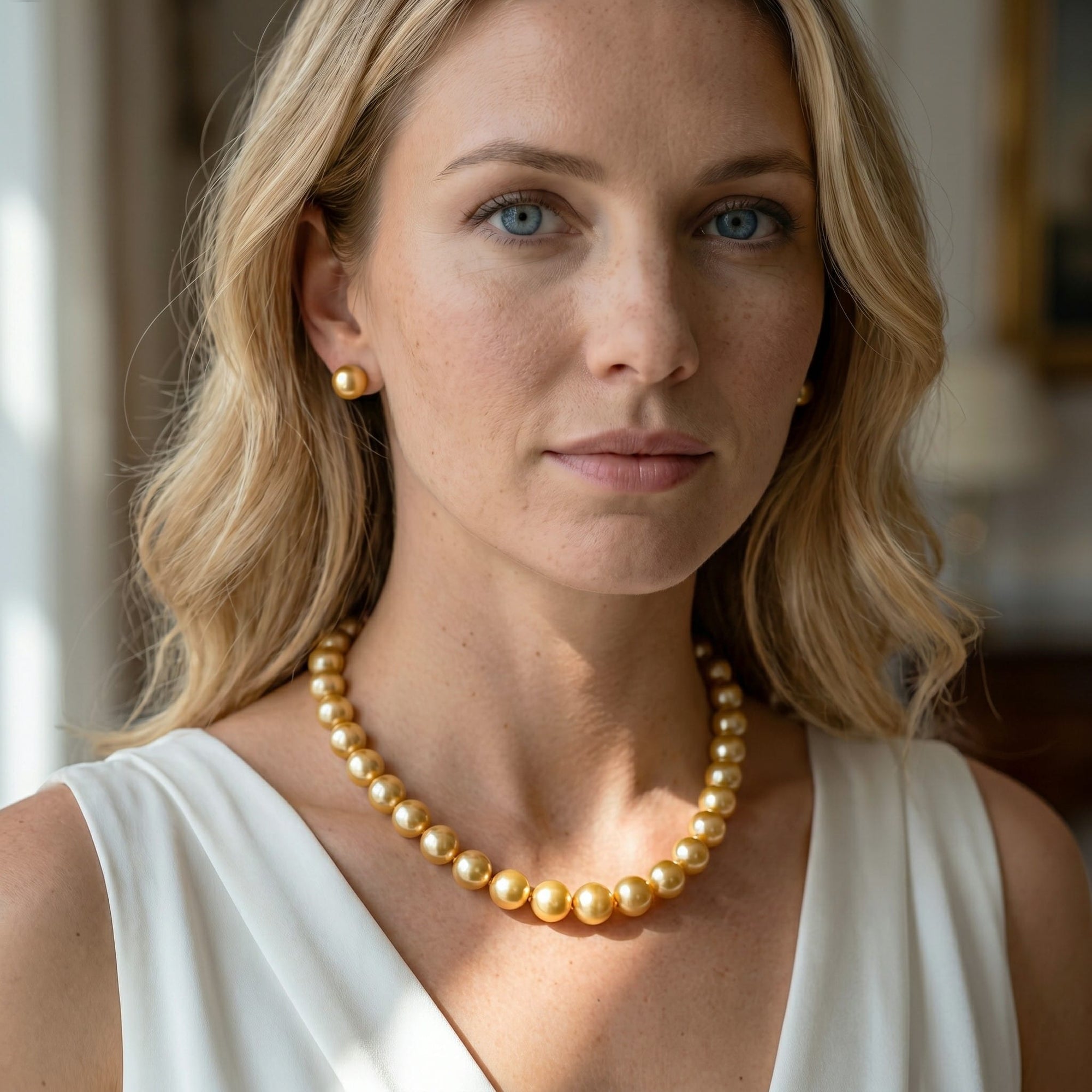 Golden South Sea Pearl Necklace, 13.0-15.0mm - AAAA Quality