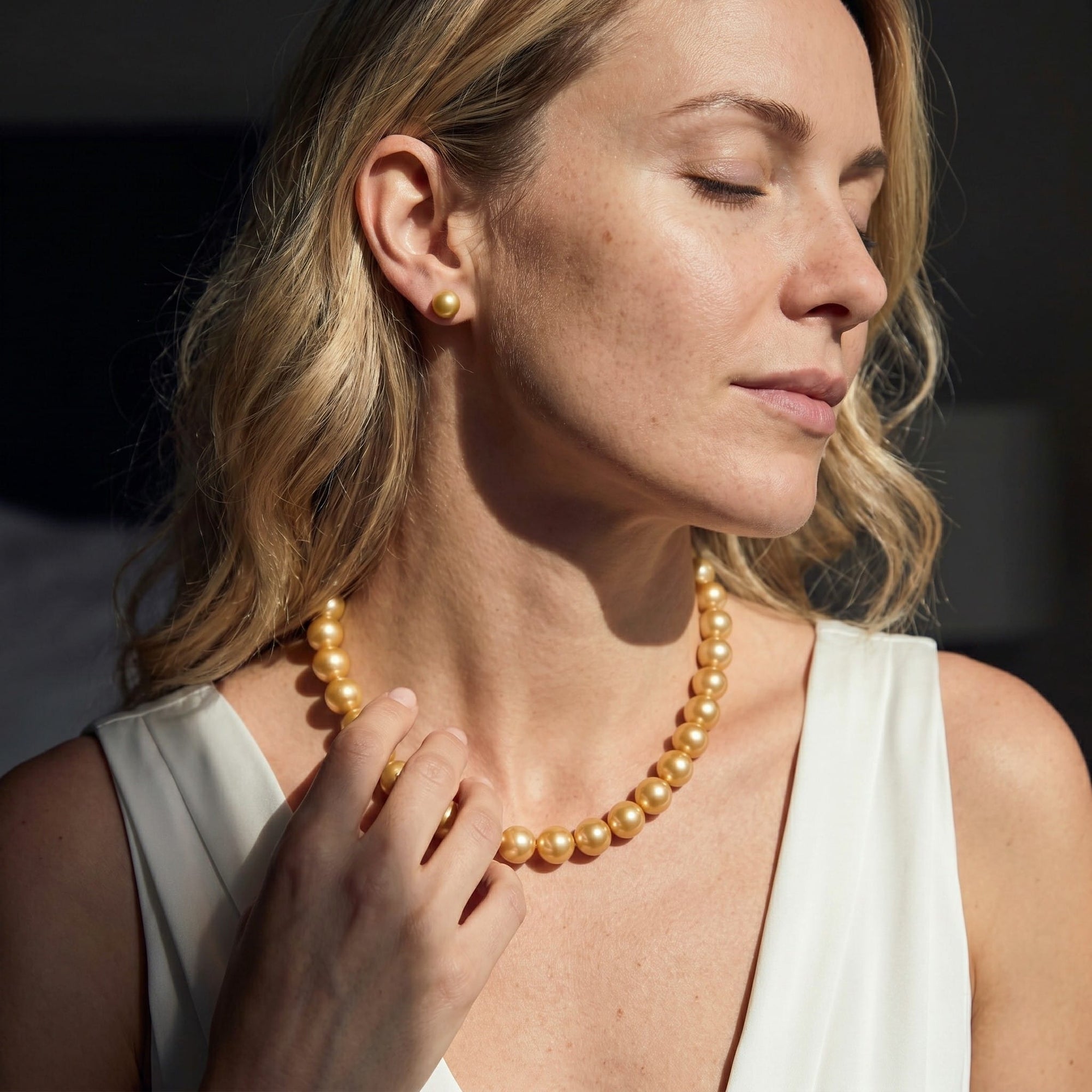 Golden South Sea Pearl Necklace, 13.0-15.0mm - AAAA Quality
