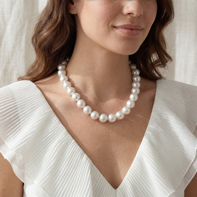 White South Sea Pearl Necklace, 13.0-15.0mm - AAAA Quality