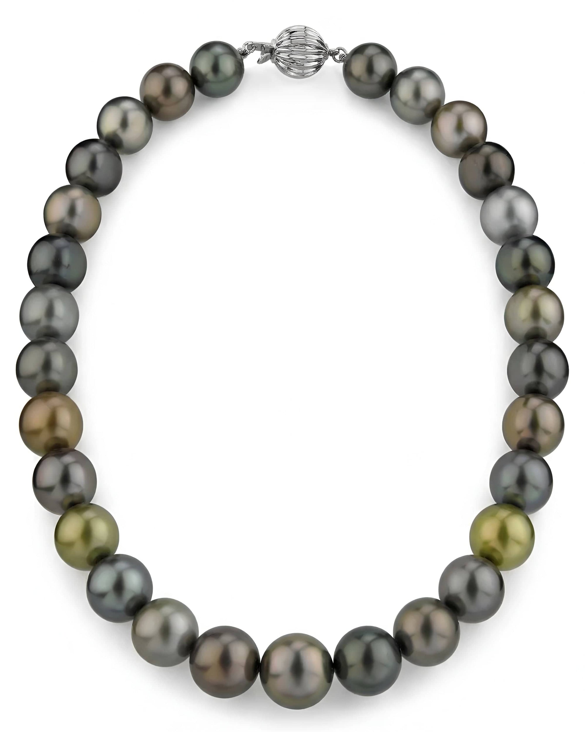 Multi-Color Tahitian True Round Pearl Necklace 13.0-15.0mm - AAAA Quality