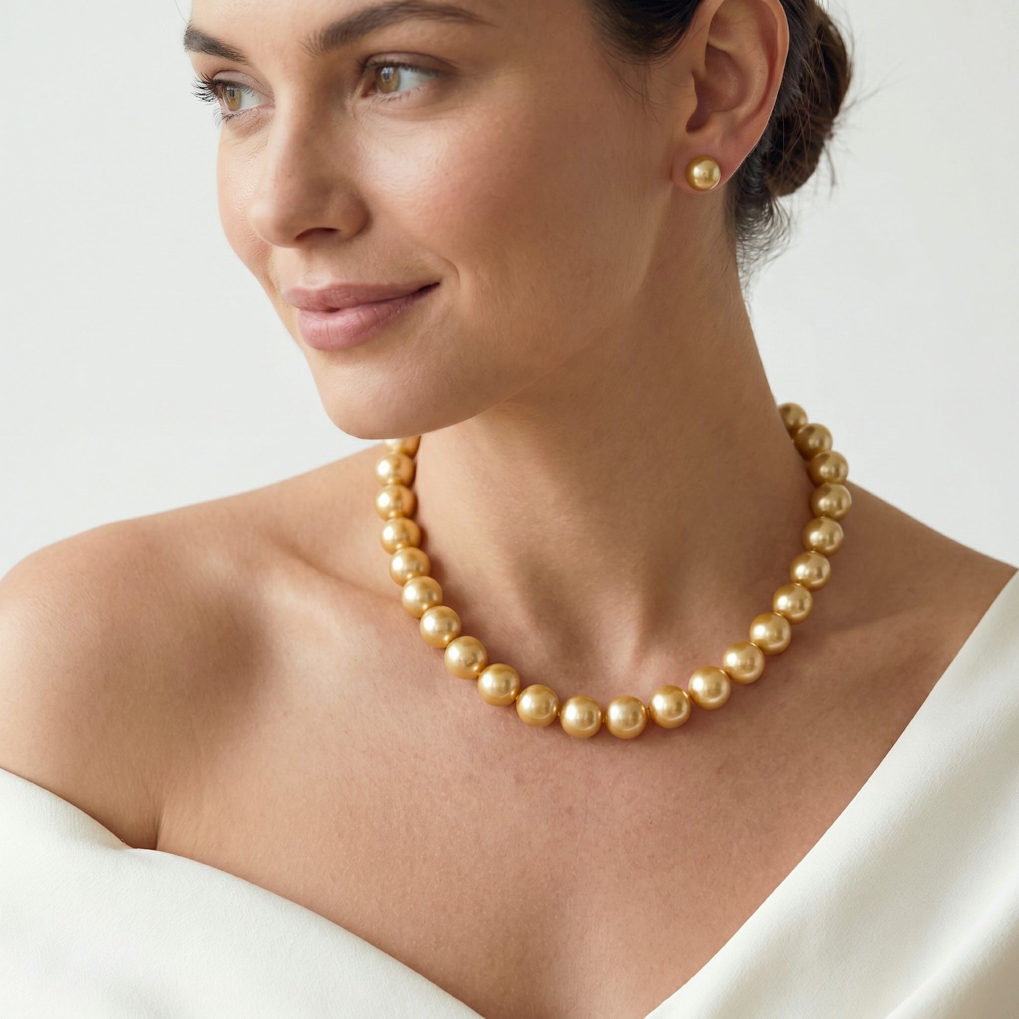 Golden South Sea Pearl Necklace, 14.0-16.0mm - AAAA Quality