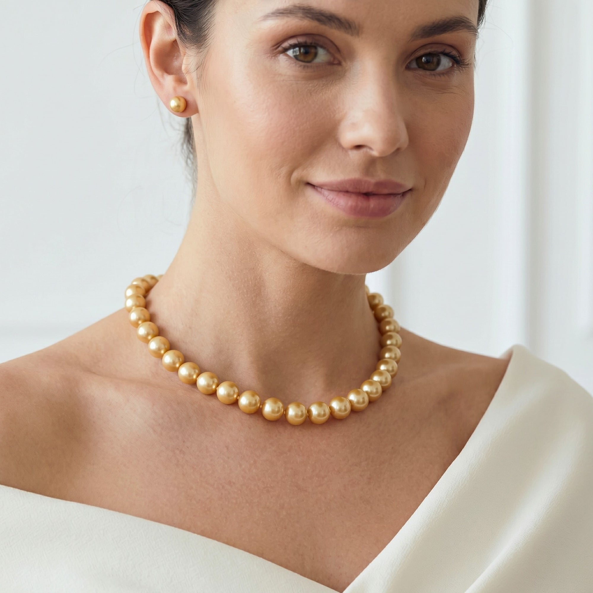 Golden South Sea Pearl Necklace, 14.0-16.0mm - AAAA Quality