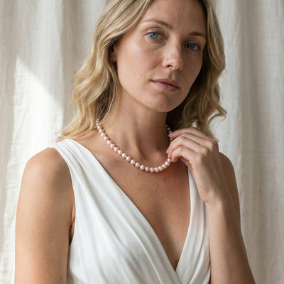 White Japanese Hanadama Akoya Pearl Necklace, 8.0-8.5mm