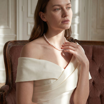 White Japanese Hanadama Akoya Pearl Necklace, 8.5-9.0mm