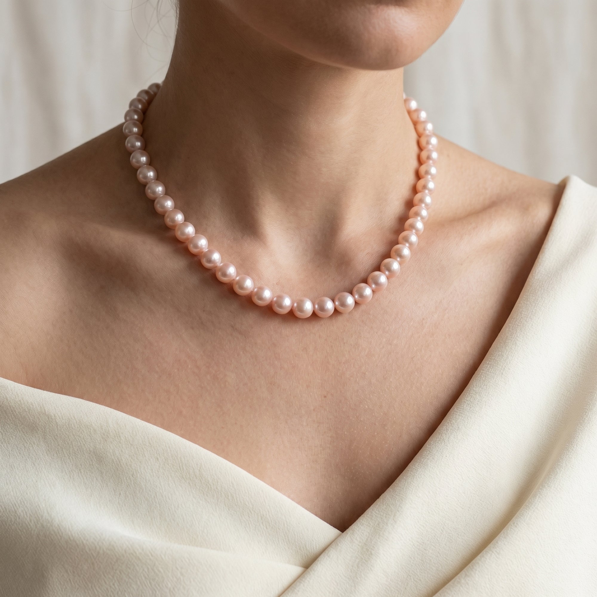 White Japanese Hanadama Akoya Pearl Necklace, 8.5-9.0mm