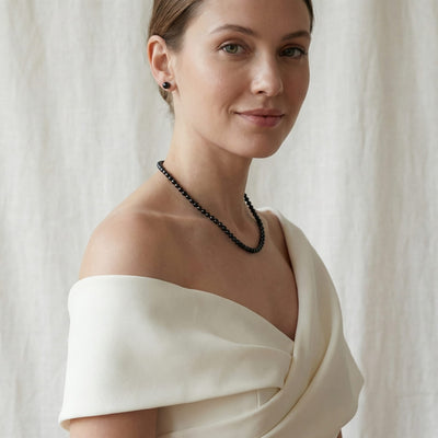 Japanese Akoya Black Pearl Necklace, 5.0-5.5mm - AAA Quality