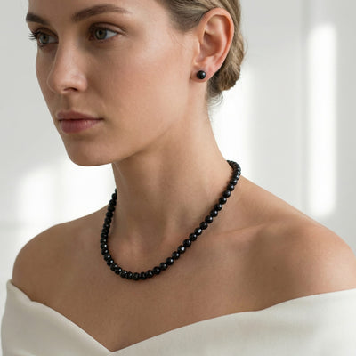 Japanese Akoya Black Pearl Necklace, 5.0-5.5mm - AAA Quality