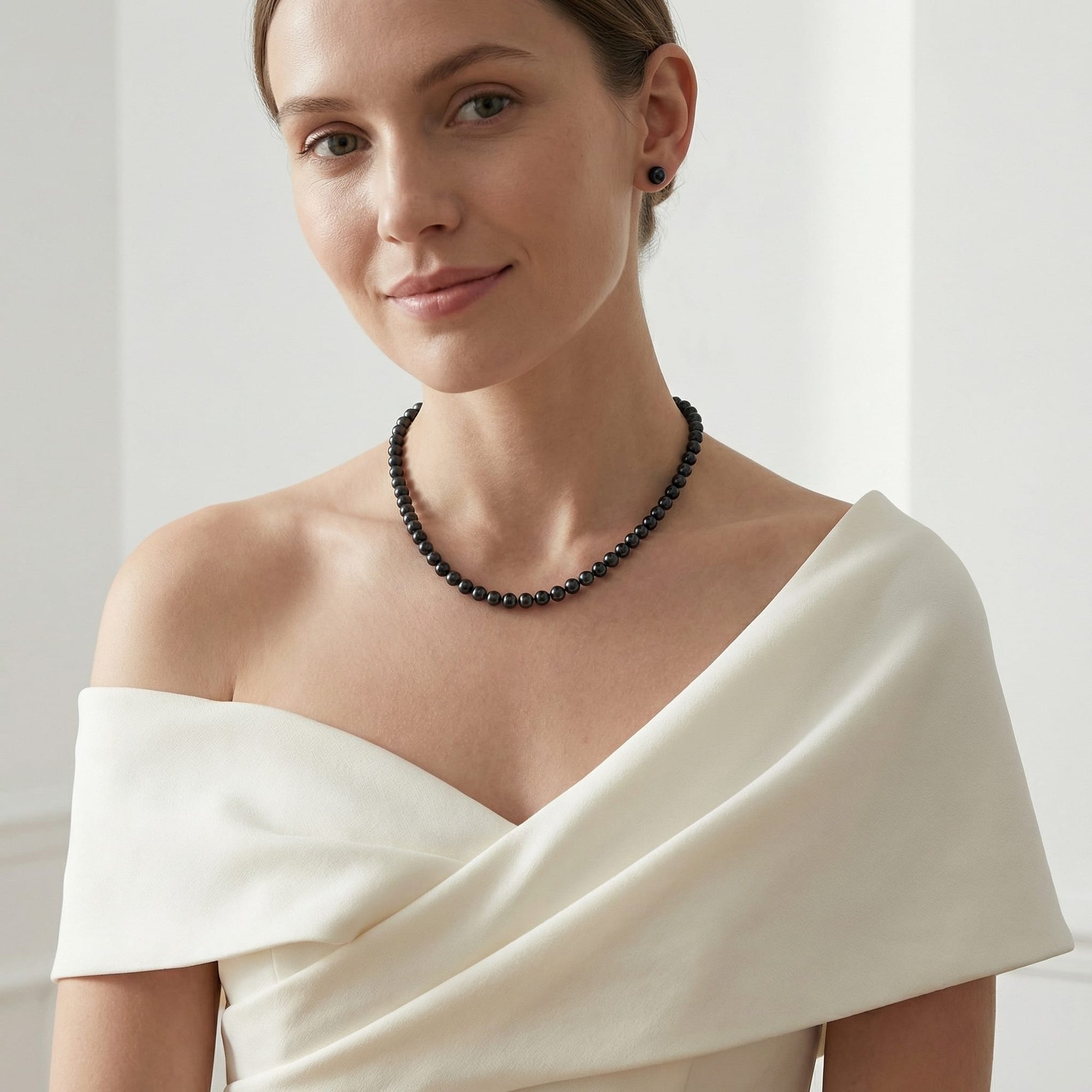 Japanese Akoya Black Pearl Necklace, 5.0-5.5mm - AAA Quality