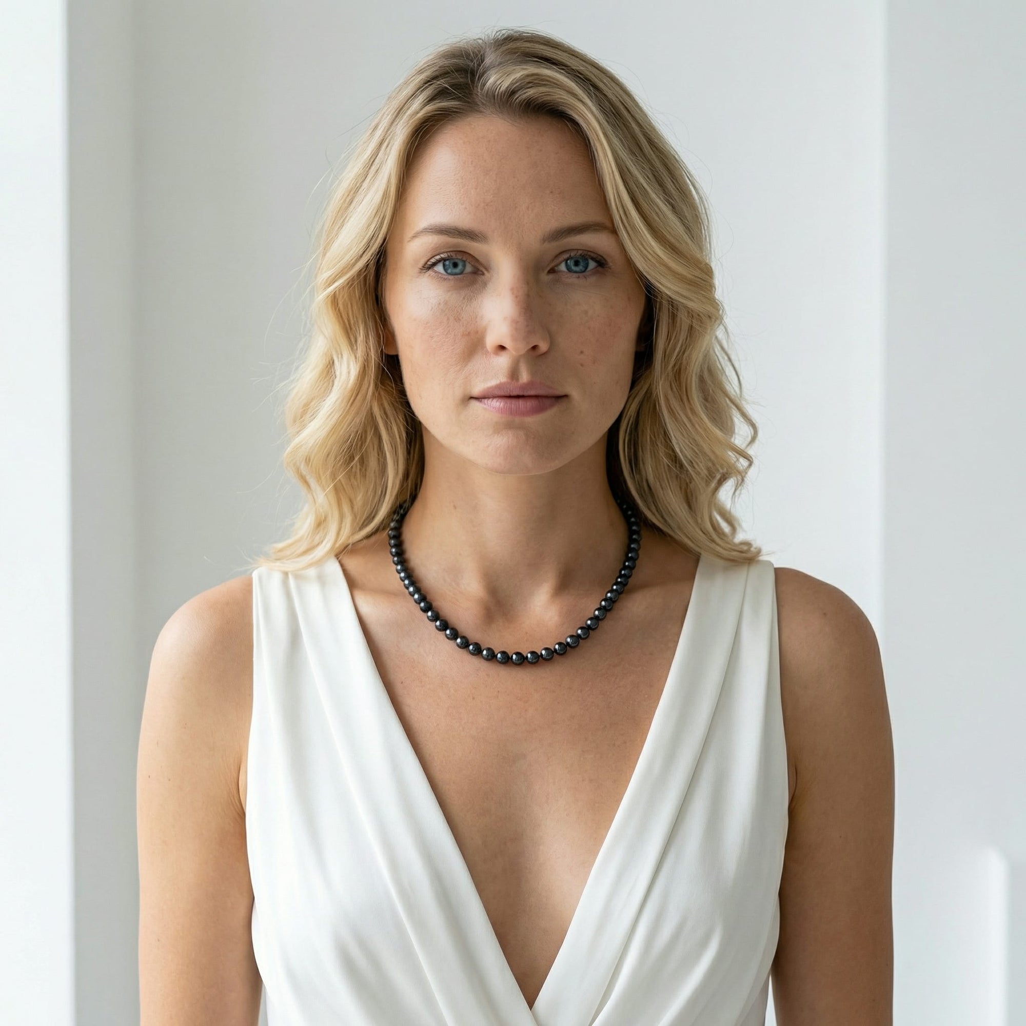 Black Japanese Akoya Pearl Necklace, 5.5-6.0mm - AA+ Quality
