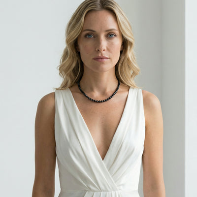Black Japanese Akoya Pearl Necklace, 5.5-6.0mm - AAA Quality