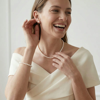 White Japanese Akoya Pearl Set, 5.5-6.0mm